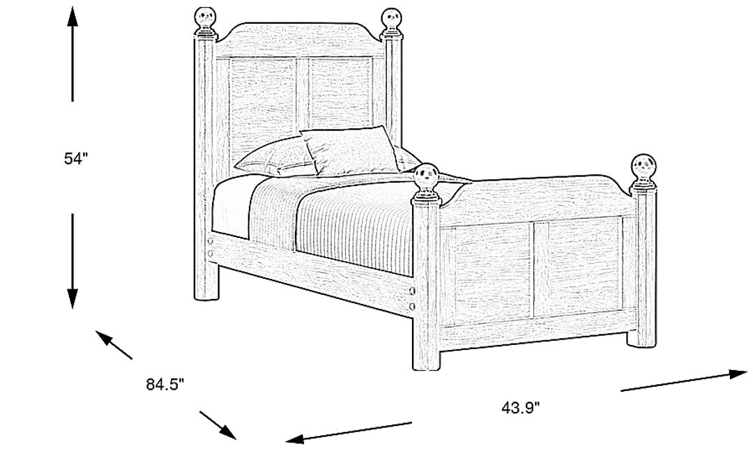 Kids South Bend Brown Cherry Twin Poster Bed