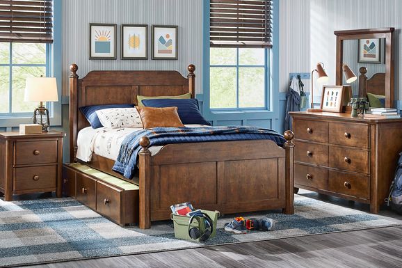 Kids South Bend Brown Cherry 5 Pc Full Poster Bedroom