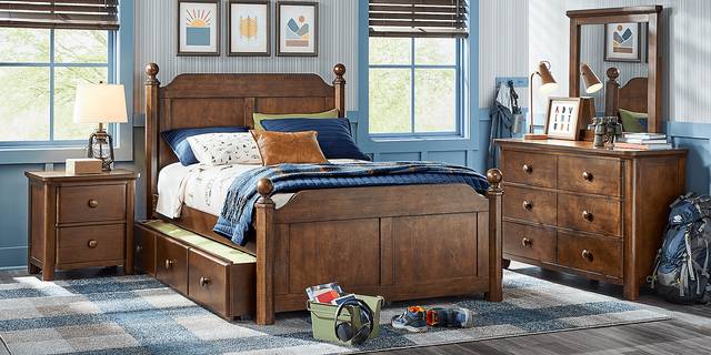 Kids South Bend Brown Cherry Full Poster Bed - Thumbnail - Image 2