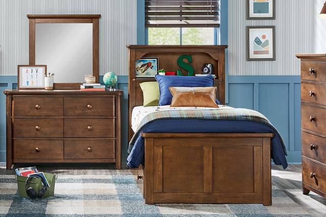 Kids South Bend Brown Cherry Twin Bookcase Bedroom - Thumbnail - Image 1
