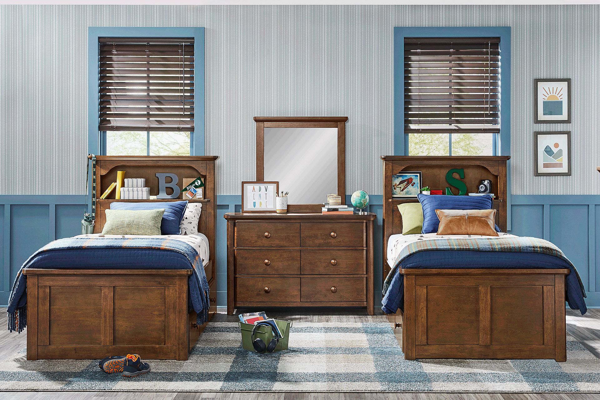 Kids South Bend Brown Cherry Twin Bookcase Bedroom - Image 1