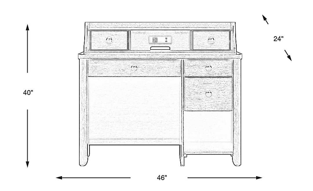 Kids South Bend Brown Cherry Desk and Hutch