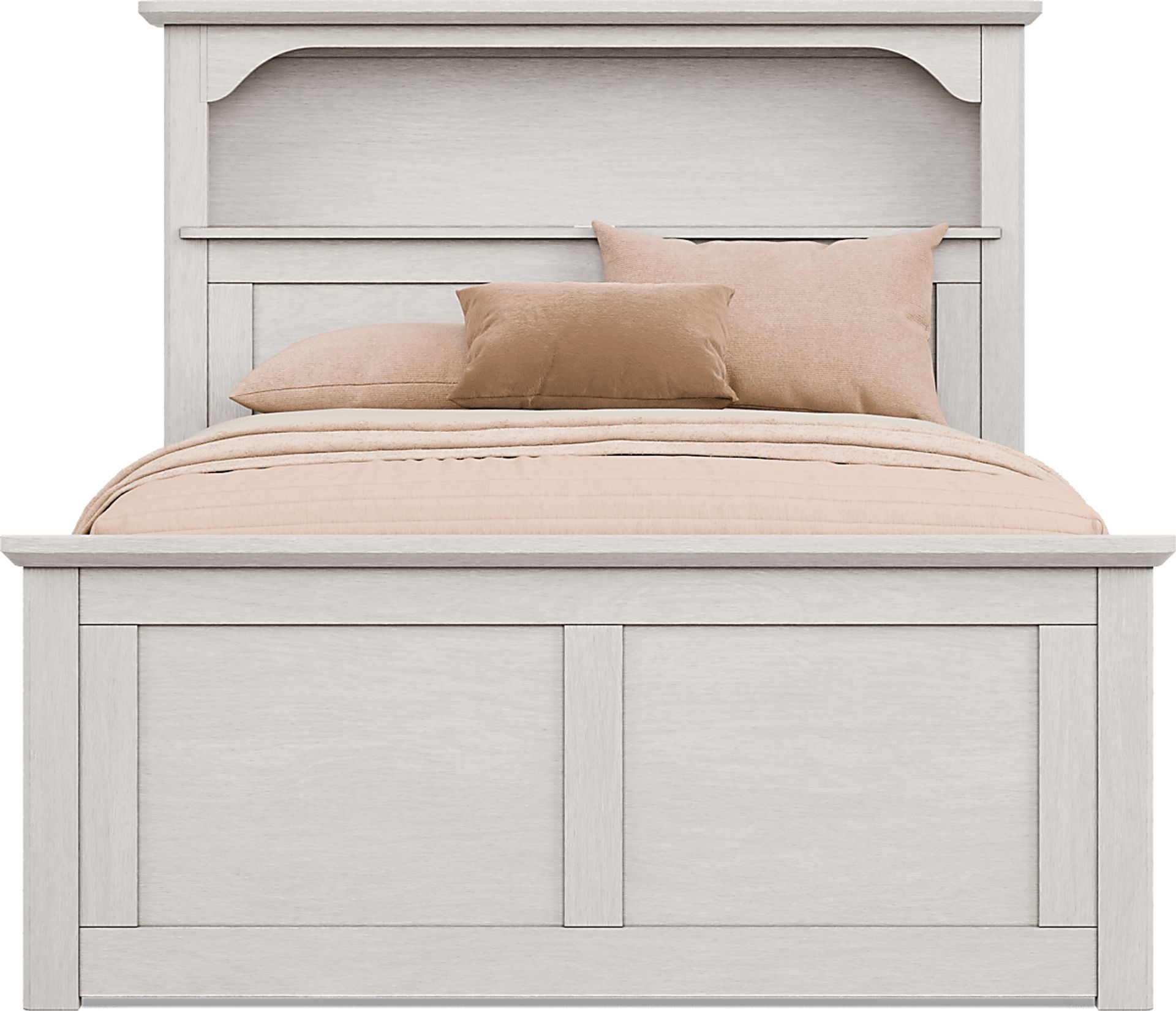 Kids South Bend Washed White Full Bookcase Bed with 2 Storage Side Rails - Image 2