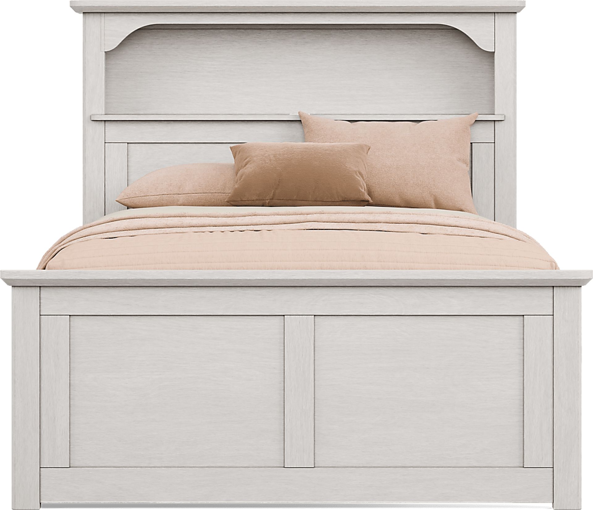 Kids South Bend Washed White Full Bookcase Bed with Storage Side Rail - Image 2