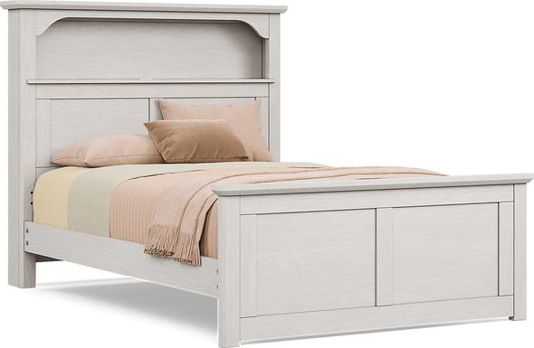 Kids South Bend Washed White Full Bookcase Bed