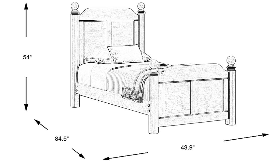 Kids South Bend Washed White Twin Poster Bed