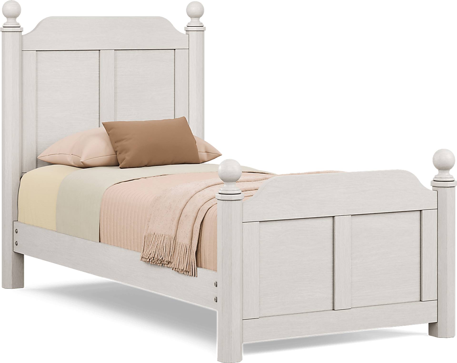 washed white 3 pc twin poster bed