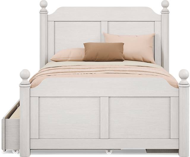 Kids South Bend Washed White 4 Pc Full Poster Bed with Storage Side Rail and Twin Storage Trundle - Thumbnail - Image 2