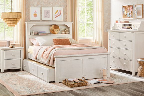 Kids South Bend Washed White 5 Pc Full Bookcase Bedroom