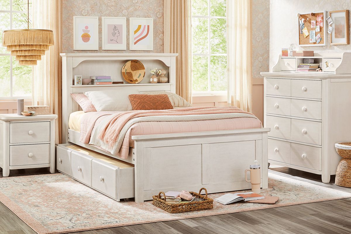 Regen South Bend 5 Pc Washed White Full Bedroom Set With Chesser, Hutch ...