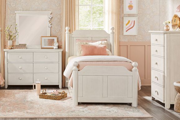 Kids South Bend Washed White 5 Pc Twin Poster Bedroom