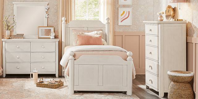 Kids South Bend Washed White Twin Poster Bed - Thumbnail - Image 2