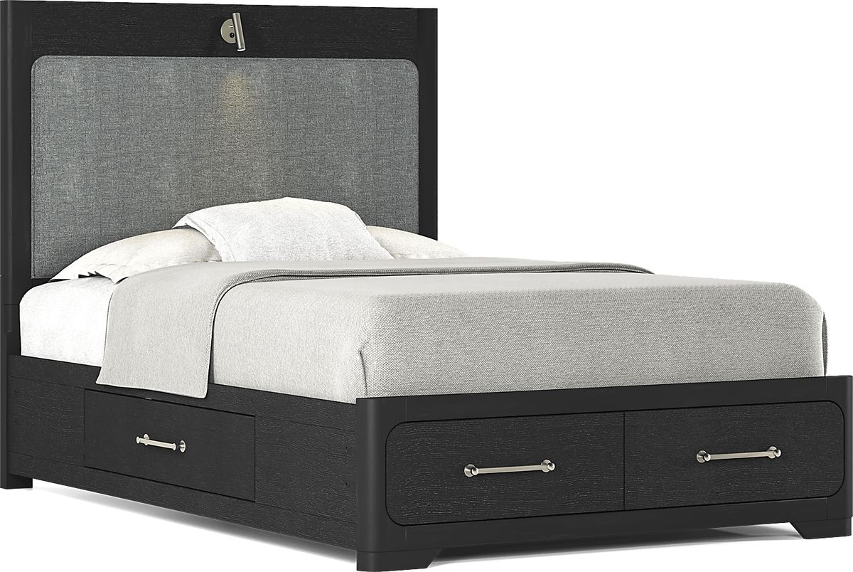 Southside Loft 3 Pc Ebony Black Full Bed With Storage Rails | Rooms to Go