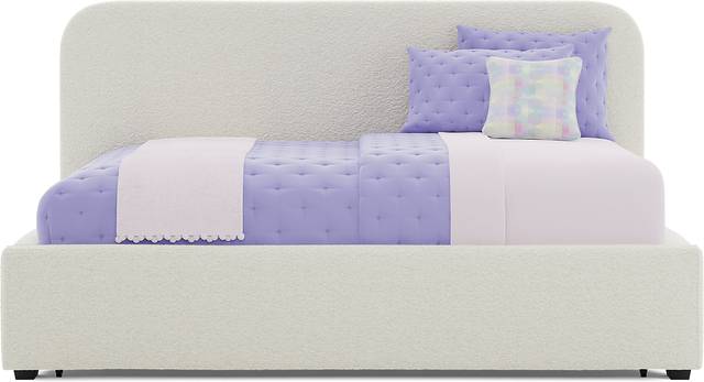 Kids Souxsie White Full Upholstered Lounge Bed with Twin Trundle - Thumbnail - Image 2