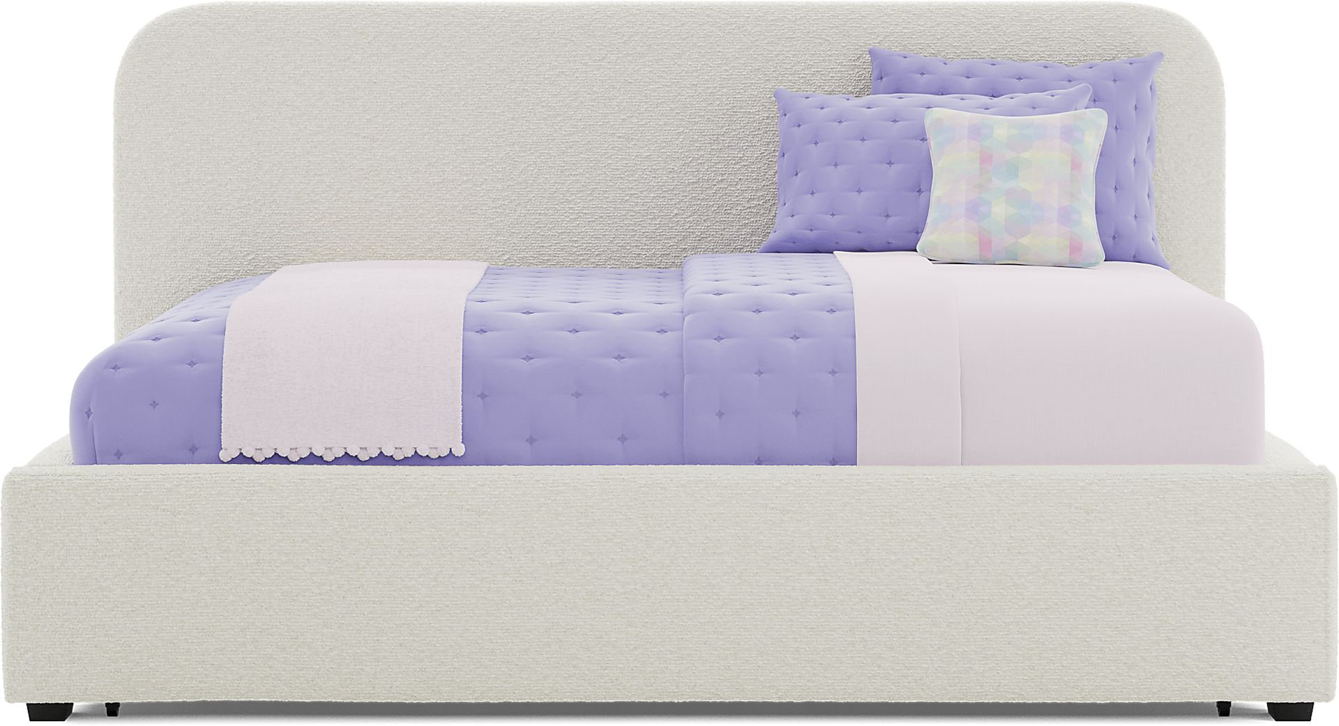 Kids Souxsie White Full Upholstered Lounge Bed with Twin Trundle - Image 2