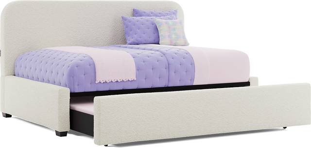 Kids Souxsie White Full Upholstered Lounge Bed with Twin Trundle - Thumbnail - Image 1