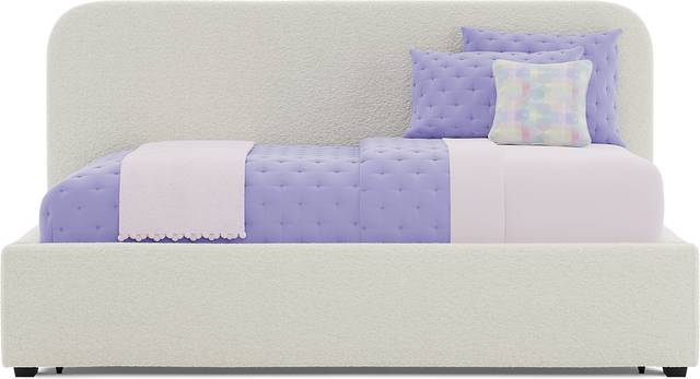 Kids Souxsie White Twin Upholstered Lounge Bed with Twin Trundle - Thumbnail - Image 2