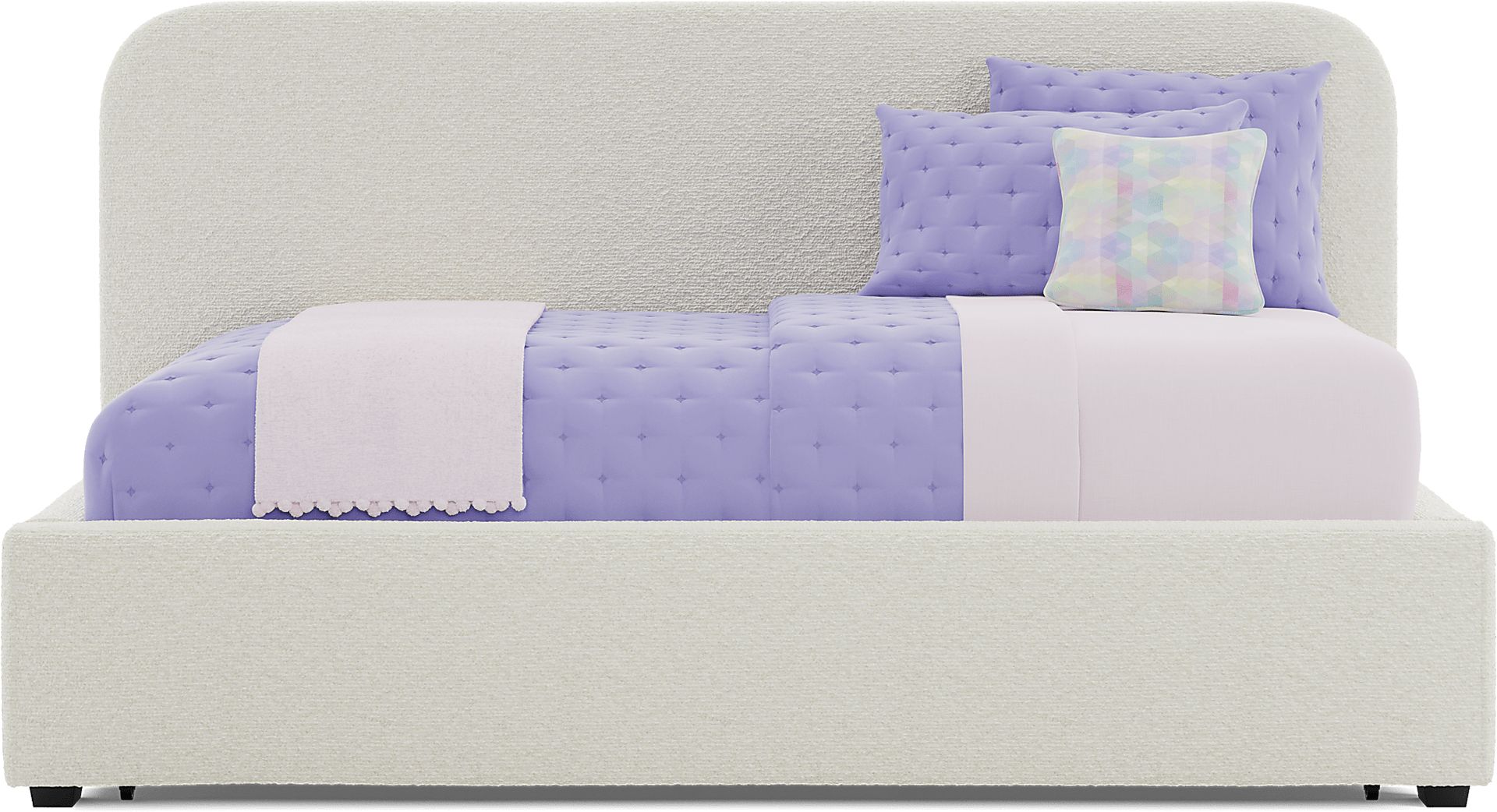 Kids Souxsie White Twin Upholstered Lounge Bed with Twin Trundle - Image 2