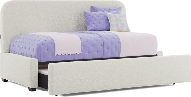 Kids Souxsie White Twin Upholstered Lounge Bed with Twin Trundle