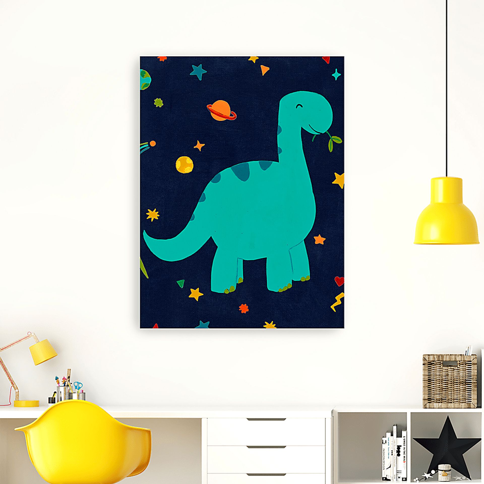 Kids Space Dinos II Blue Artwork - Image 2