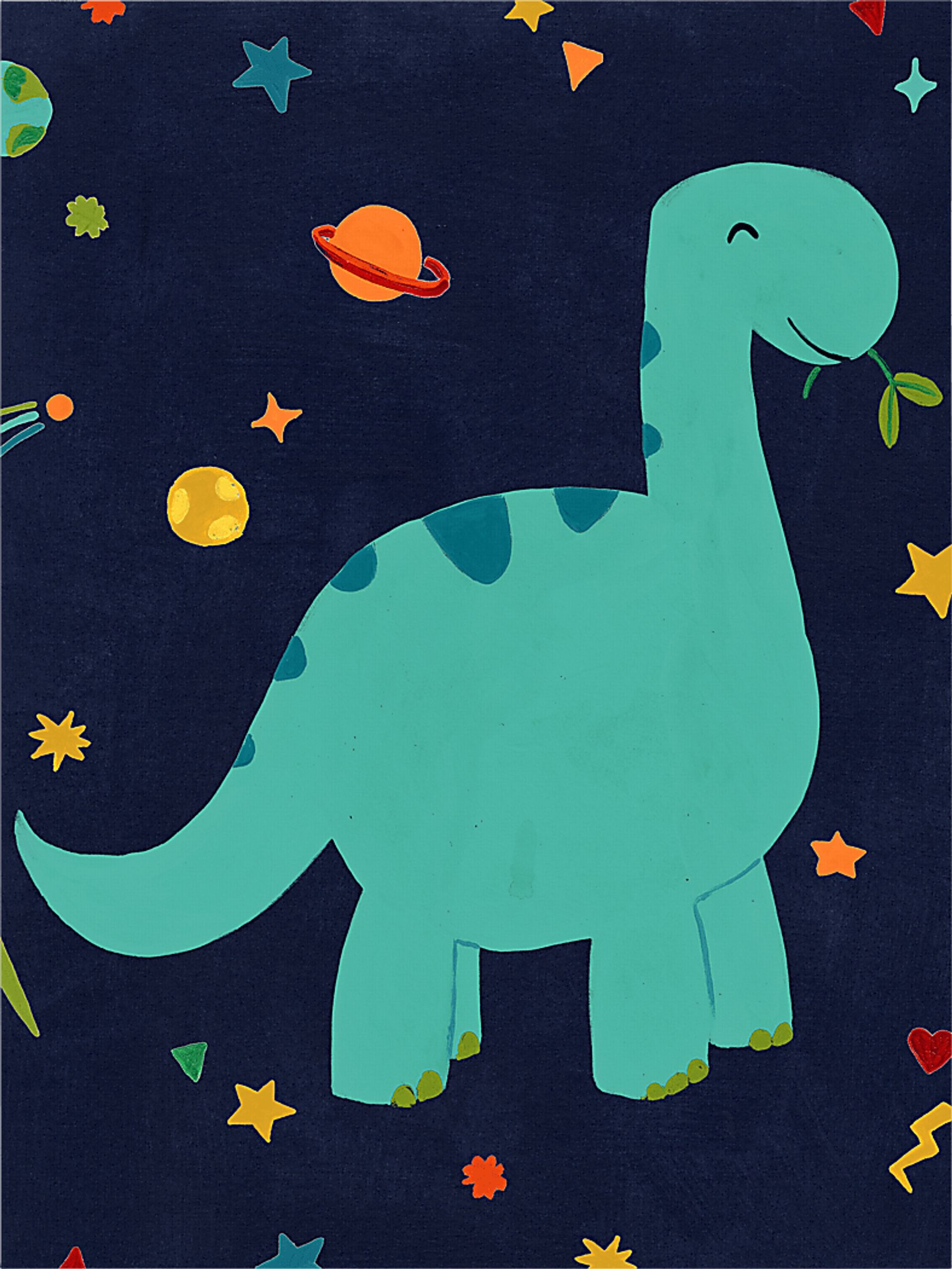 Kids Space Dinos II Blue Artwork - Image 1