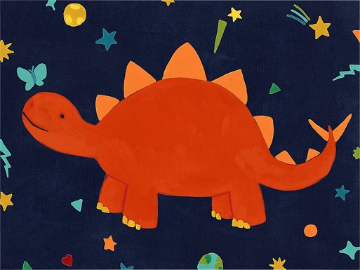 Kids Space Dinos IV Red Artwork