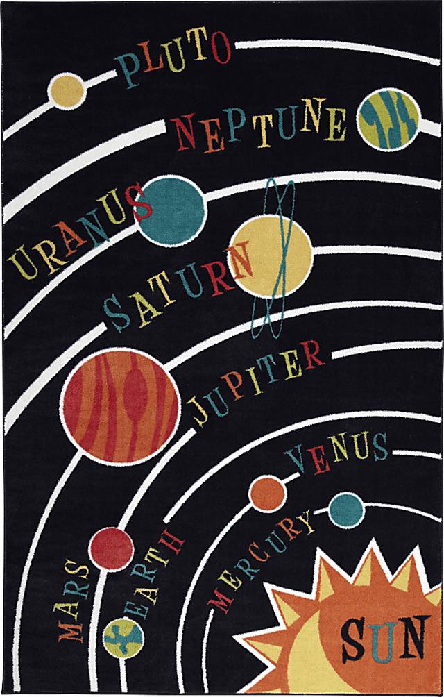 Kids Space Explorer Black 5' x 8' Rug - Thumbnail - Image 1