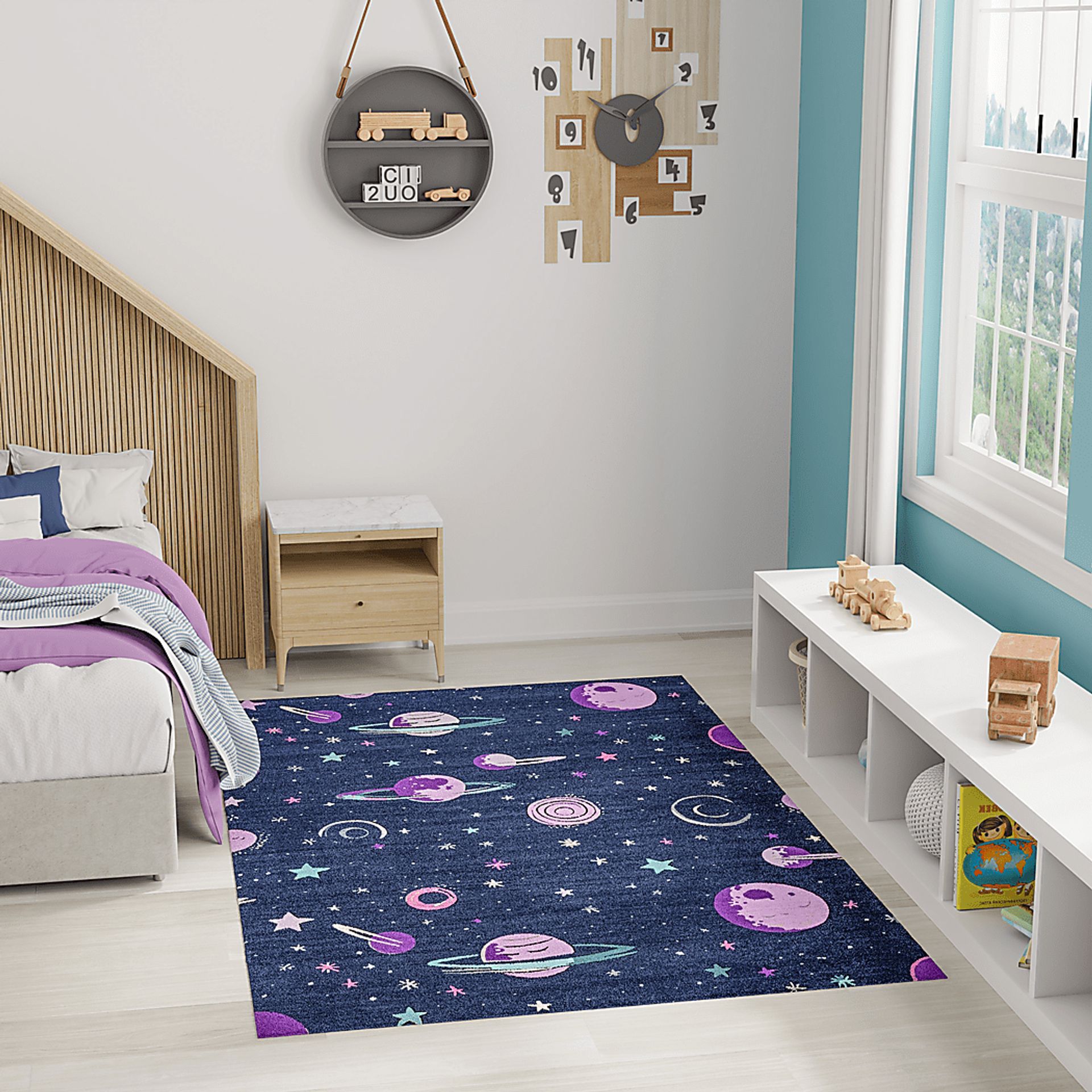 Kids Sparkling Stars Black 5' x 7' Rug - Image 2