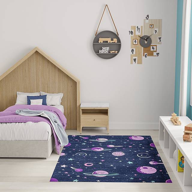 Kids Sparkling Stars Black 5' x 7' Rug - Thumbnail - Image 3