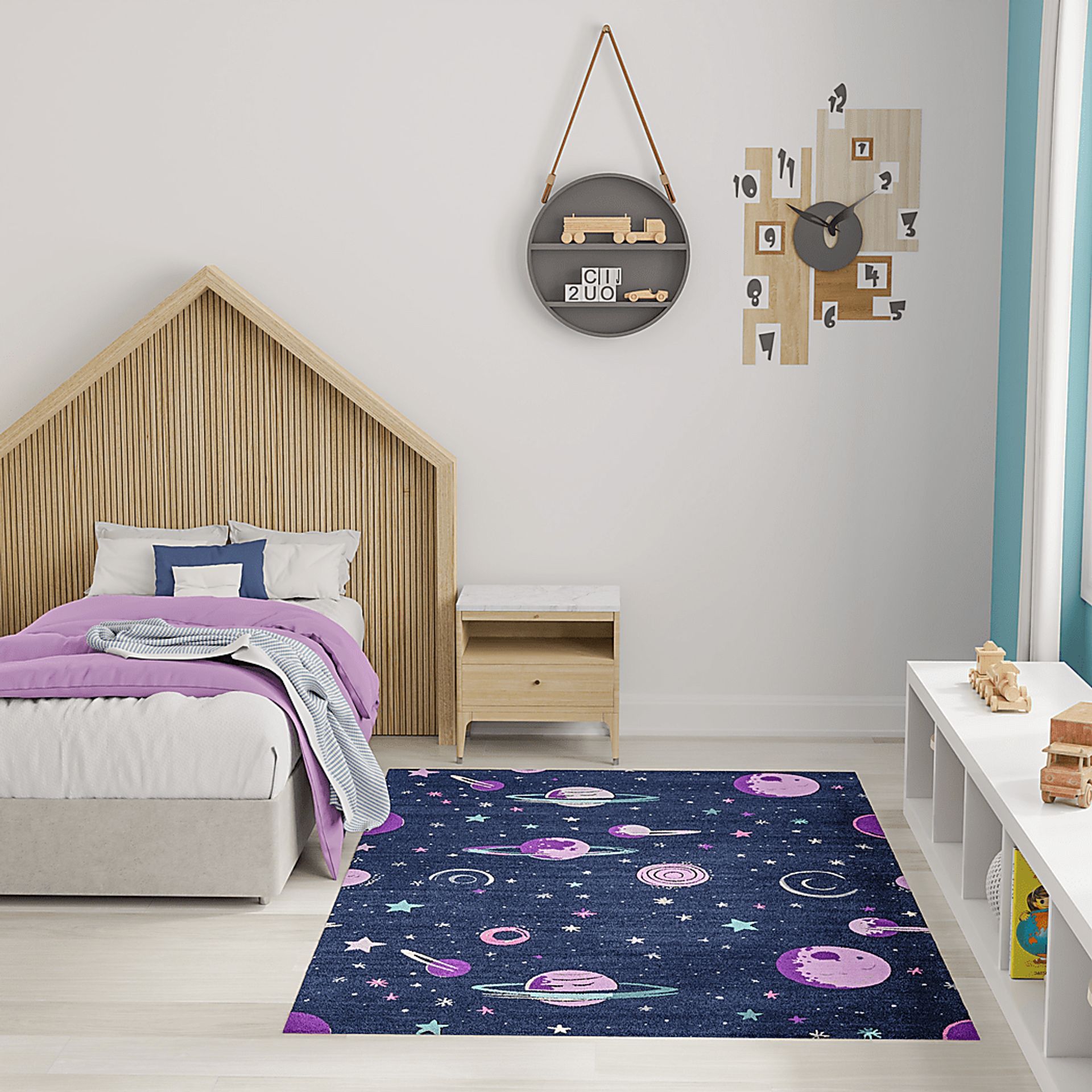 Kids Sparkling Stars Black 5' x 7' Rug - Image 3