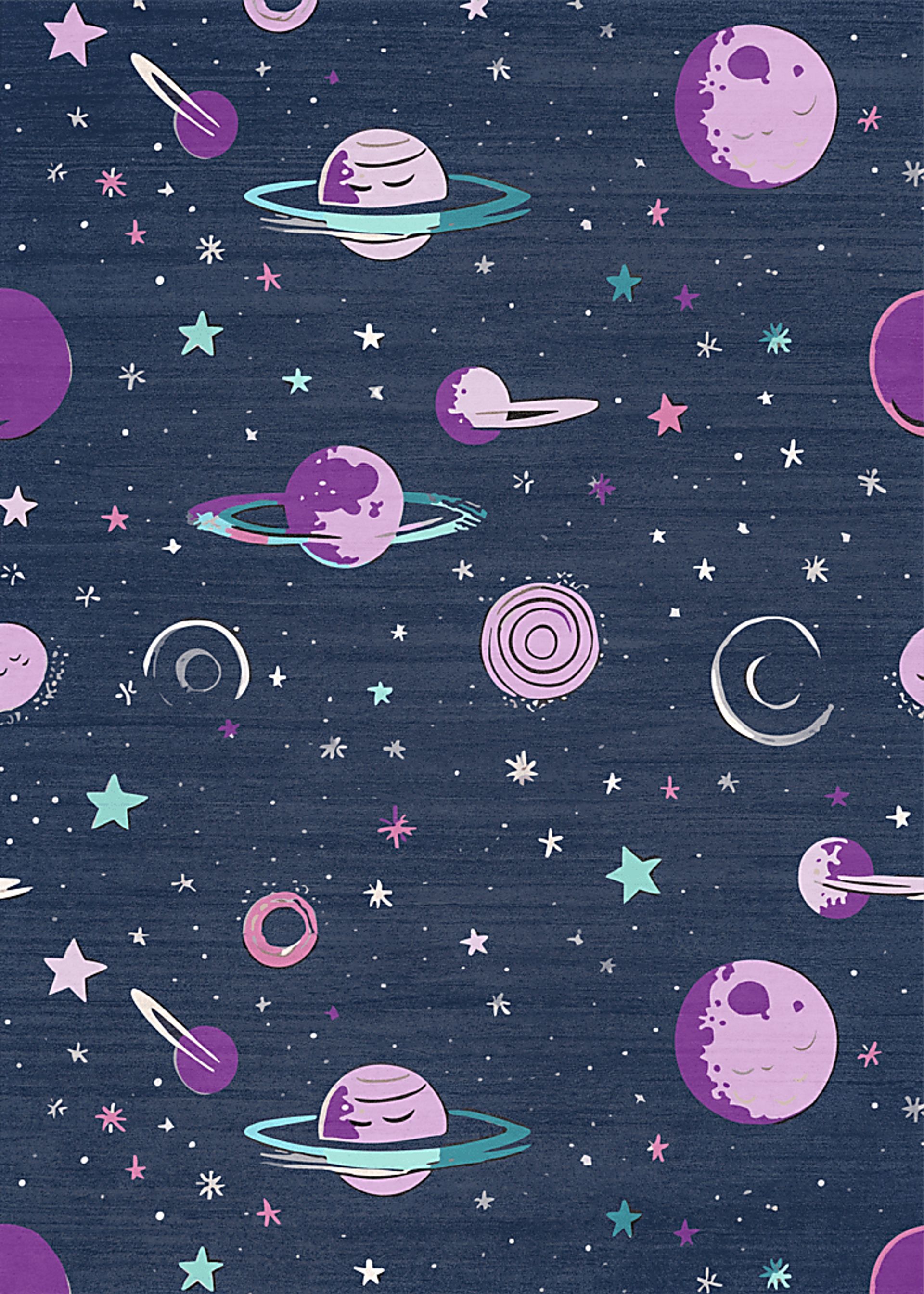 Kids Sparkling Stars Black 5' x 7' Rug - Image 1