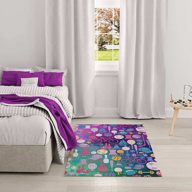 Kids Sports Medley Purple 6'6 x 9'2 Rug - Thumbnail - Image 3