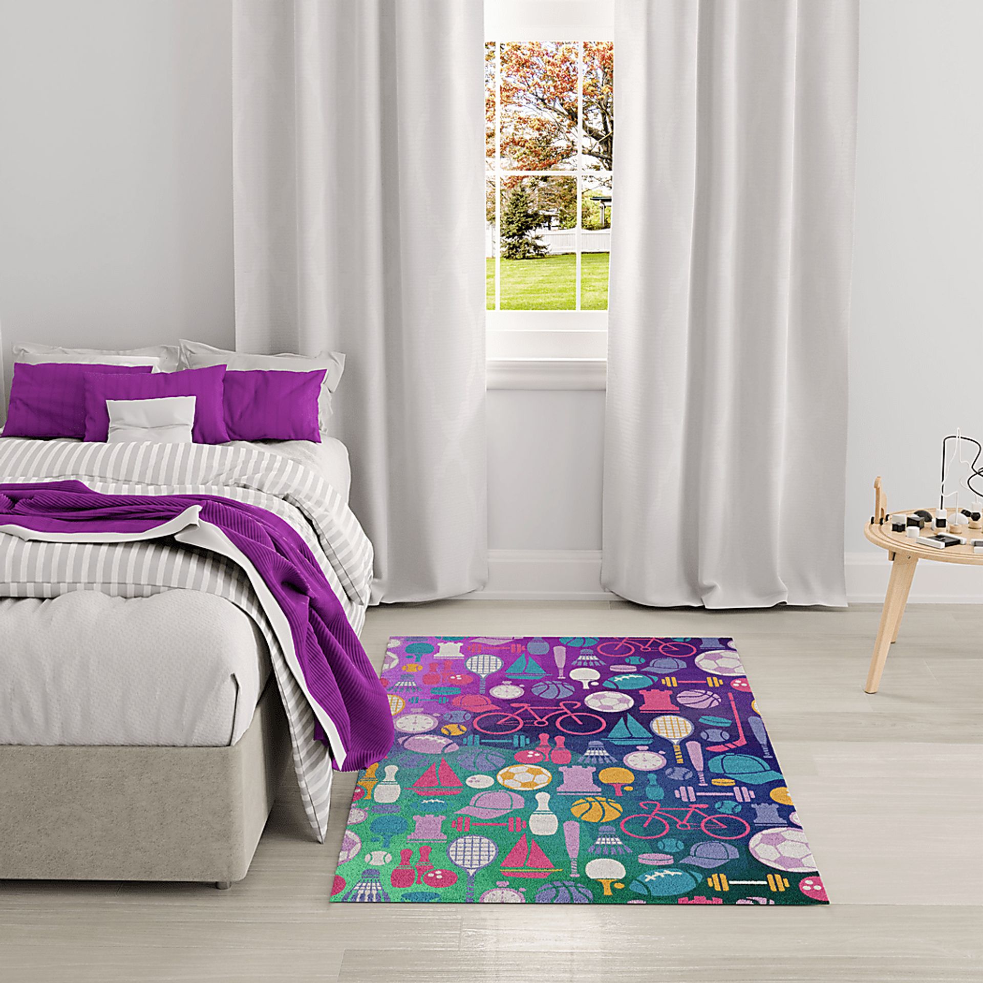 Kids Sports Medley Purple 6'6 x 9'2 Rug - Image 3