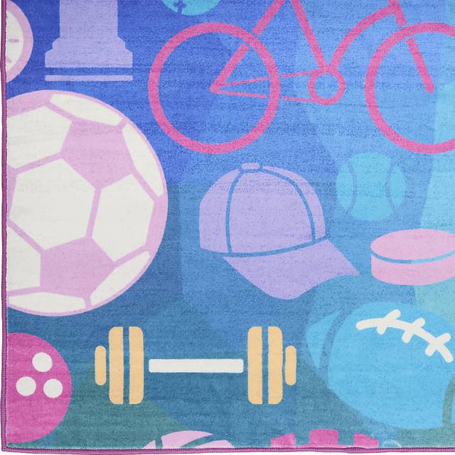 Kids Sports Medley Purple 6'6 x 9'2 Rug - Thumbnail - Image 4