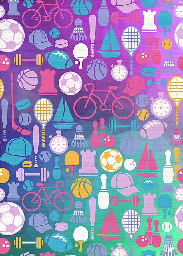 Kids Sports Medley Purple 6'6 x 9'2 Rug - Thumbnail - Image 1
