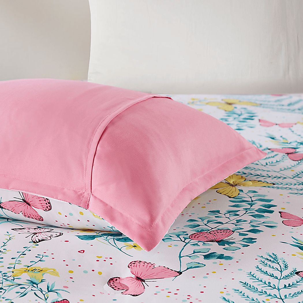 Kids Spring Butterflies Pink Twin Comforter Set - Thumbnail 4
