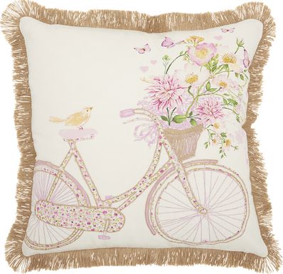 Kids Spring Ride White Accent Pillow
