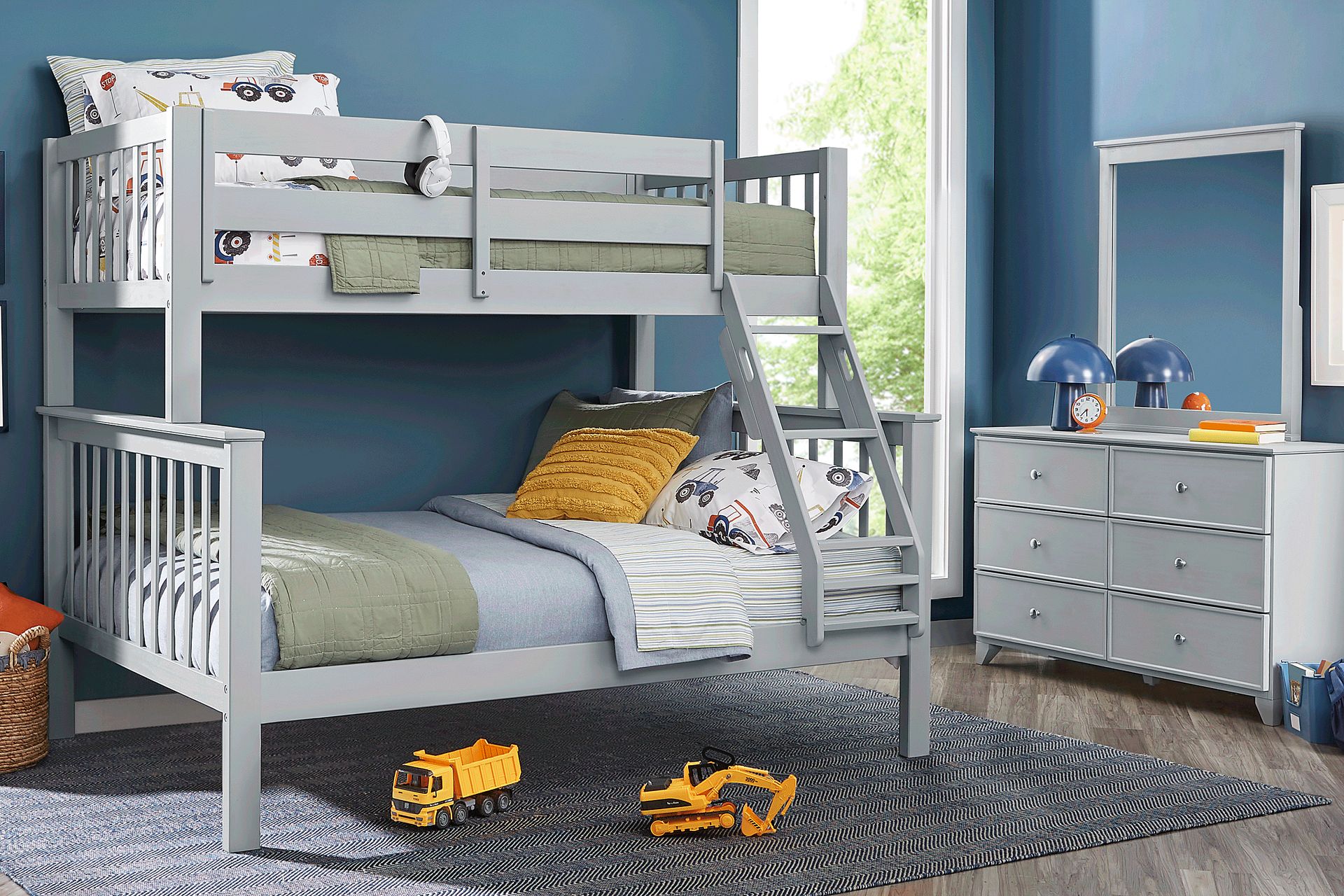 Kids Springtown 6 Pc Gray Wash Twin/Full Bunk Bedroom - Image 1
