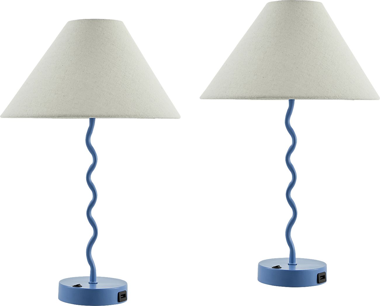 Kids Squiggly Lane Blue Lamp, Set of 2