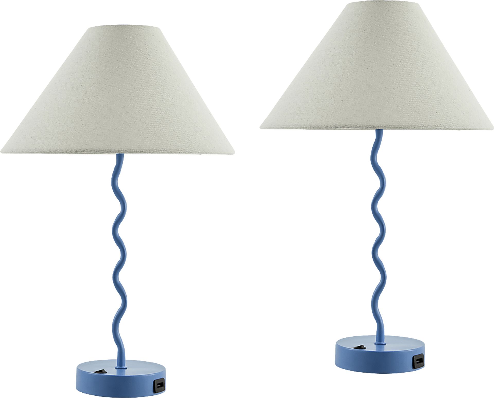 Kids Squiggly Lane Blue Lamp, Set of 2 - Image 1