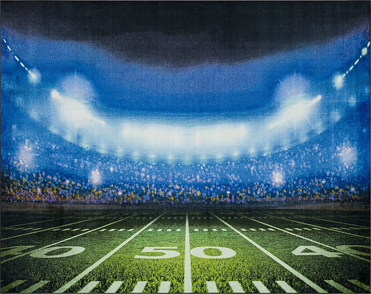 Stadium Stars Green,Multi Polyester Fabric Rug | Rooms to Go