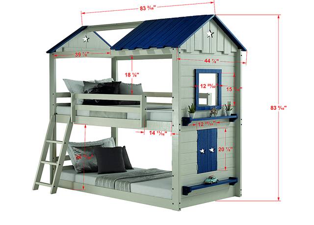 Kids Star Gazing I Light Gray Twin/Twin Bunk Bed - Thumbnail - Image 4