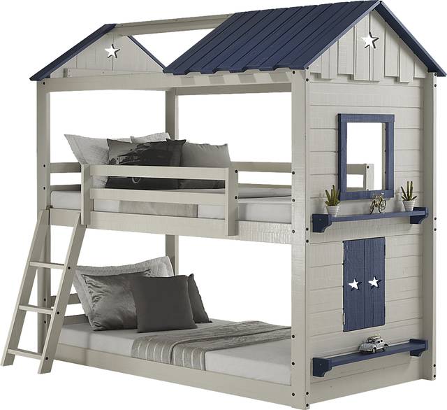 Kids Star Gazing I Light Gray Twin/Twin Bunk Bed - Thumbnail - Image 1
