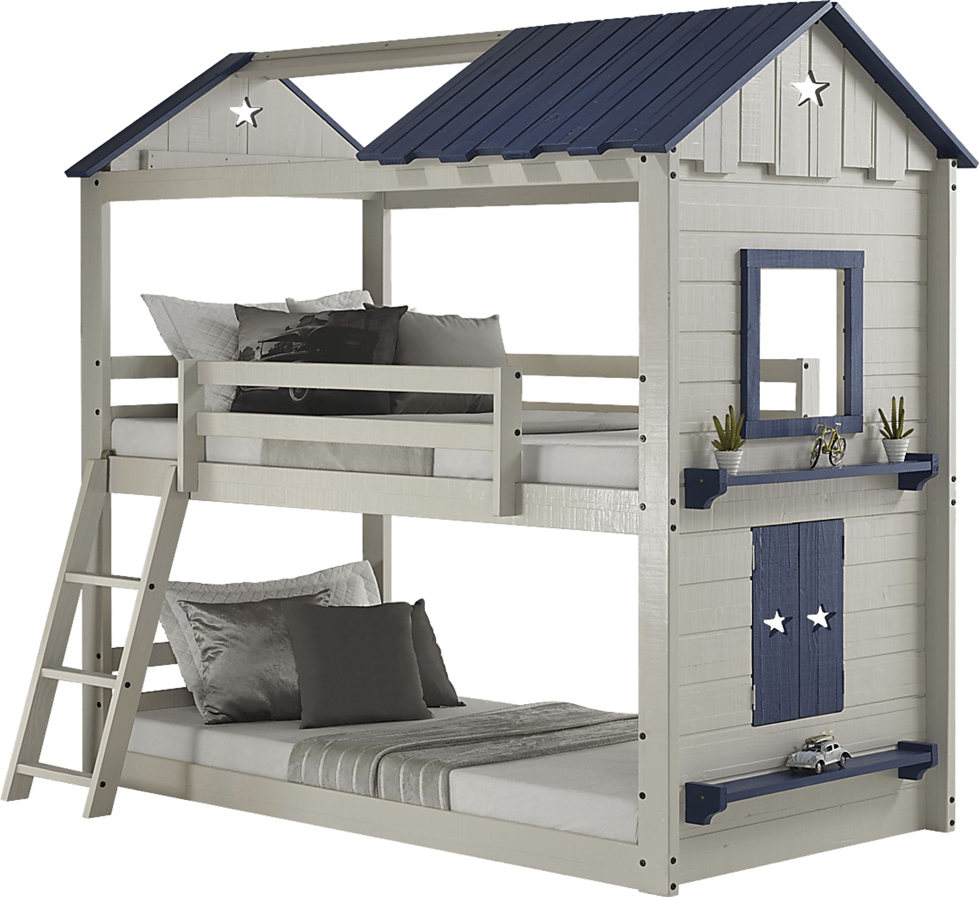 Kids Star Gazing I Light Gray Twin/Twin Bunk Bed - Image 1