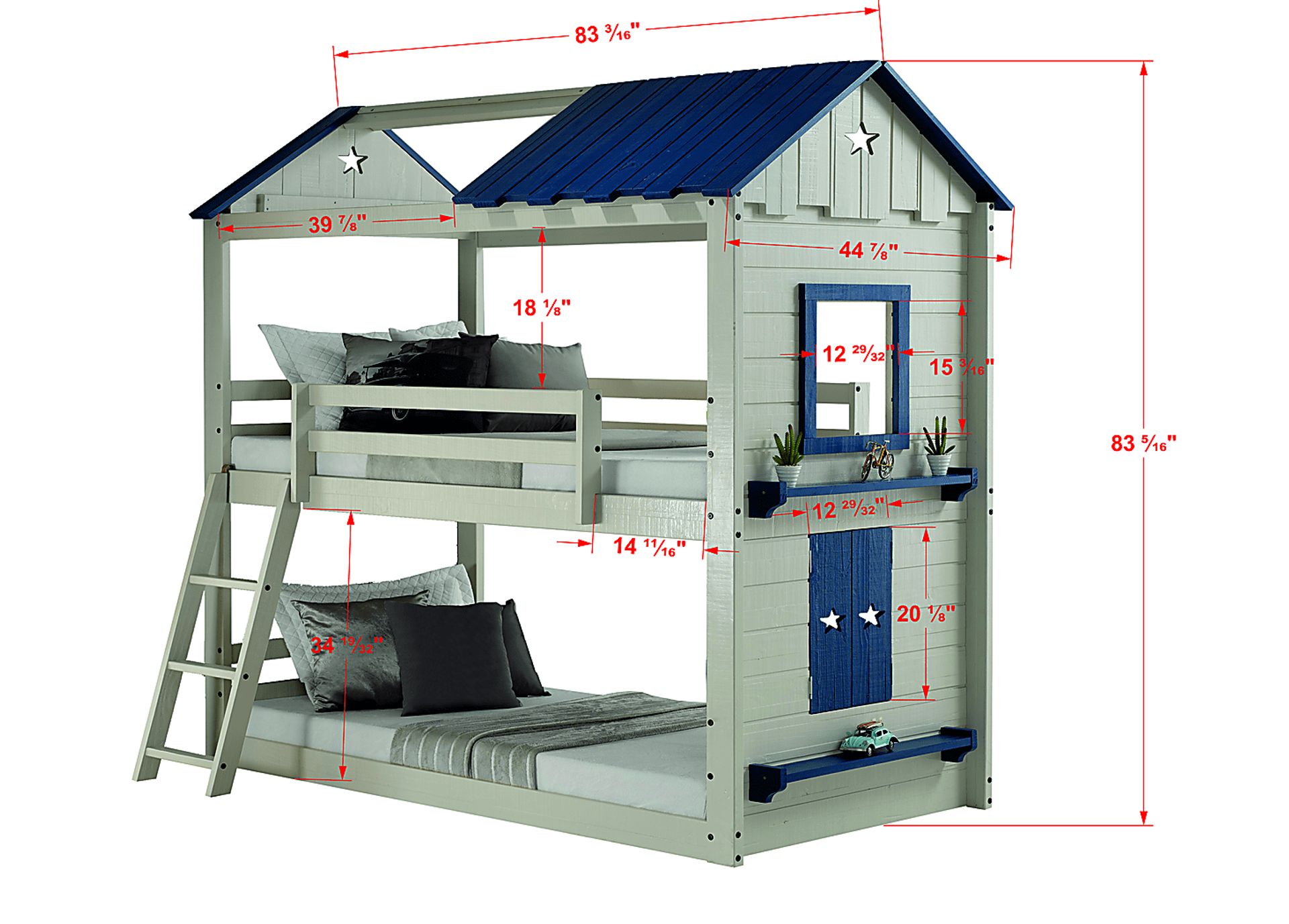 Kids Star Gazing II Light Gray Twin/Twin Bunk Bed with Tent - Image 4