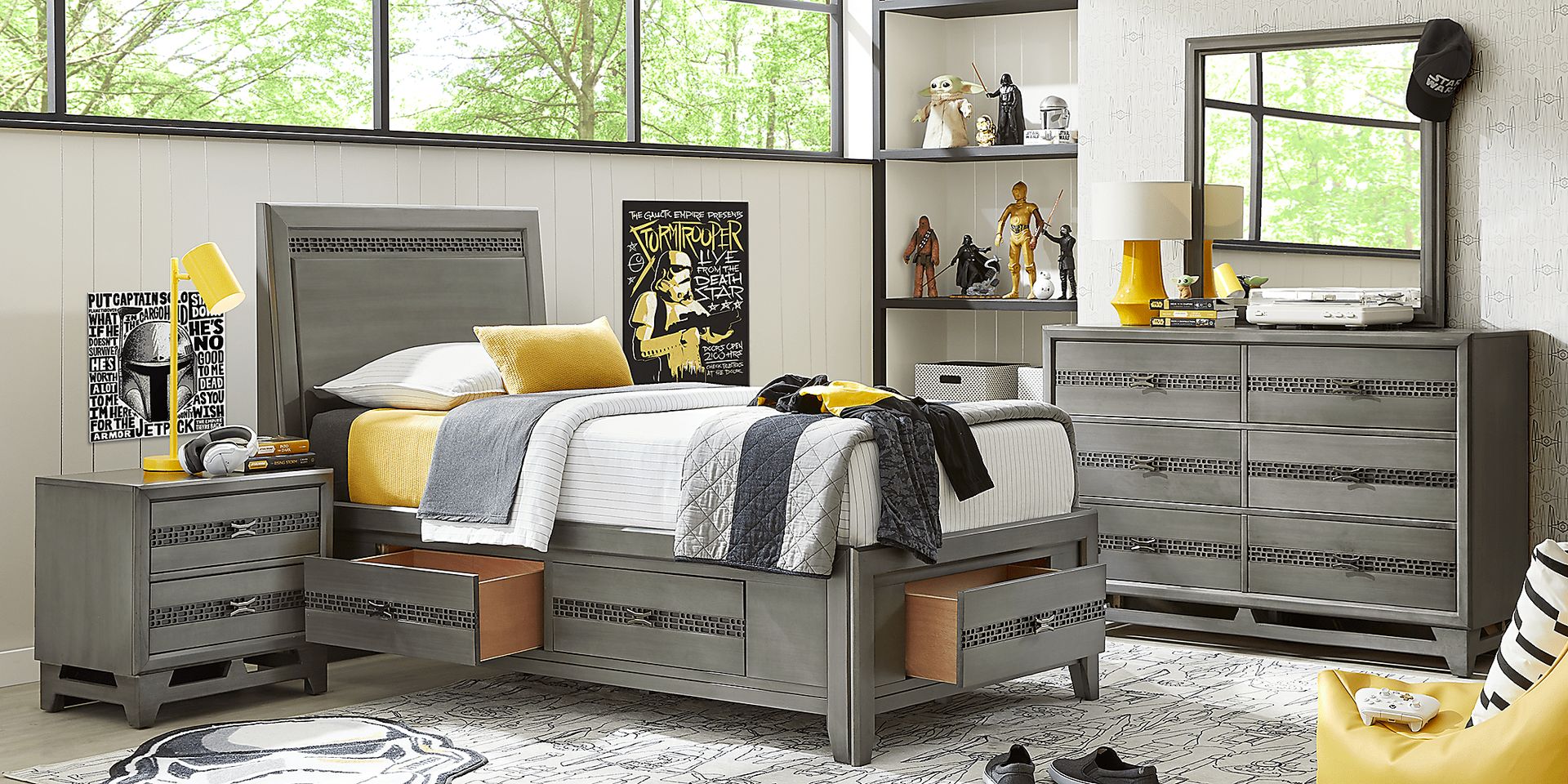 Kids Star Wars Carbonite Gray 5 Pc Twin Storage Bedroom - Image 2