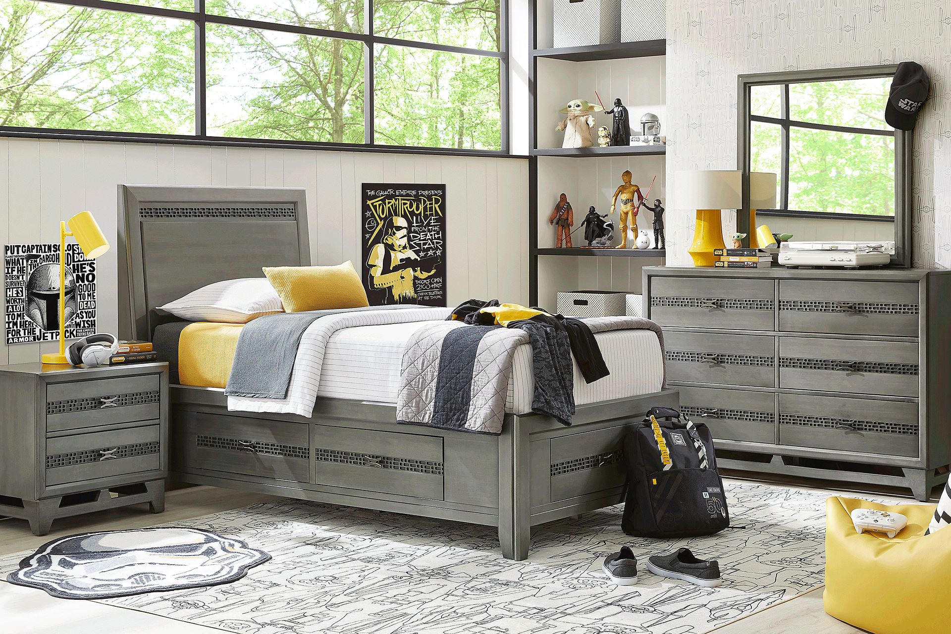 Kids Star Wars Carbonite Gray 5 Pc Twin Storage Bedroom - Image 1