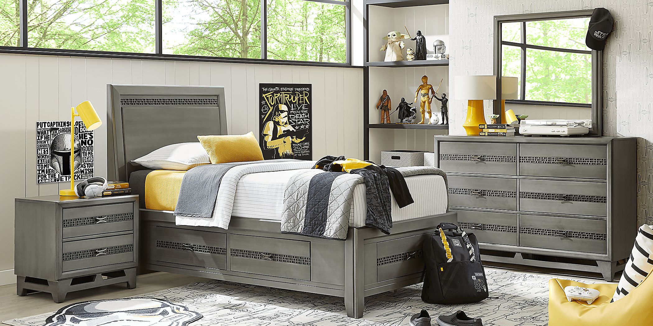 Kids Star Wars Carbonite Gray 5 Pc Twin Storage Bedroom