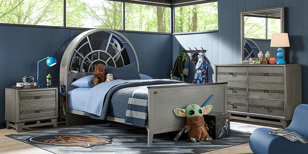 Star Wars Millennium Falcon 5 Pc Gray Full Bedroom Set With Mirror