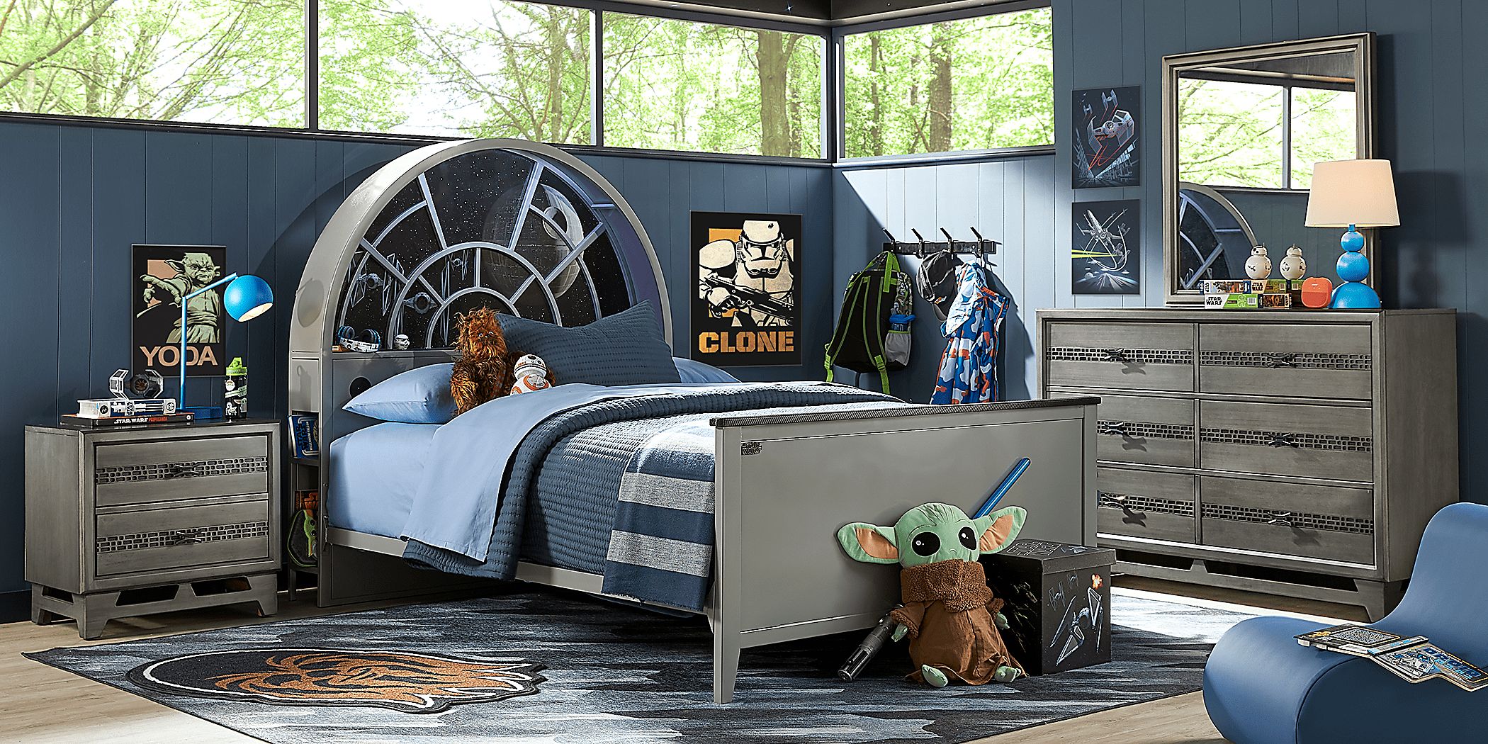 Kids Star Wars Millennium Falcon Gray 5 Pc Twin Bedroom
